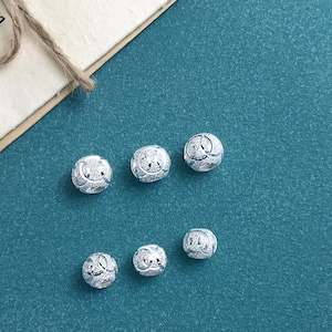 Sterling Silber Perlen, Sterling Silber matt runde Perlen, s990 Silber matt runde Perlen, runde Zwischenperlen 4 mm 5 mm 6 mm 8 mm