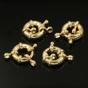 Gold Plated Spring Rings, Gold Plated Spring Ring Clasp For Jewelry Making Supplies, Bracelet Spring Ring Clasp with Loop