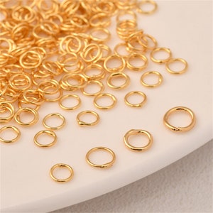 14K Gold Plated Round Jump Ring, 18K Gold Plated Closed Jump Ring, Jump Ring, Bracelet Connector Jump Ring, Closed Jump Ring 4mm 5mm 6mm