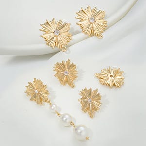 14K Vergoldete Lotus Blatt Ohrring Post mit Schlaufe, Blatt Post Ohrringe, Pflanzen Ohrstecker, Ohrhänger, Ohrring Komponente, Ohrring Herstellung