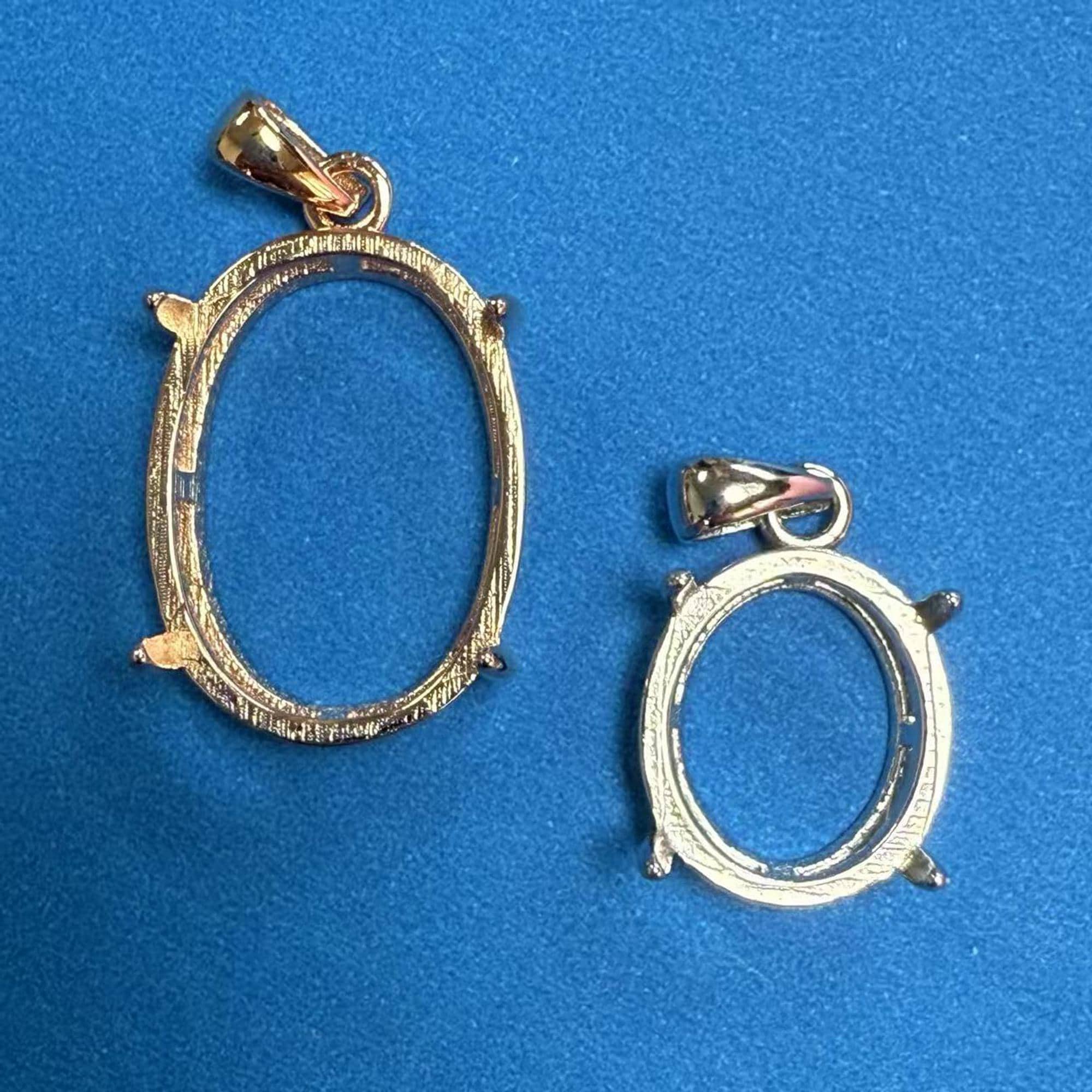 Monture Pour Broche Cabochon 40x30 Mm - Argentée, Pour Pierre Précieuse, Référence CF111
