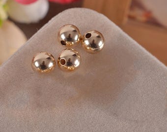 14K Gold Filled Plain Round Beads, Gold Filled Round Beads For Jewelry Making Supplies, Round Spacer Beads, Half Hole Beads 3mm 4mm 6mm