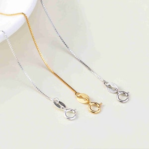 16&quot; Sterling Silver Box Chain, s925 Silver Box Chain For Jewelry Making Supplies, Finished Necklace with Spring Clasp