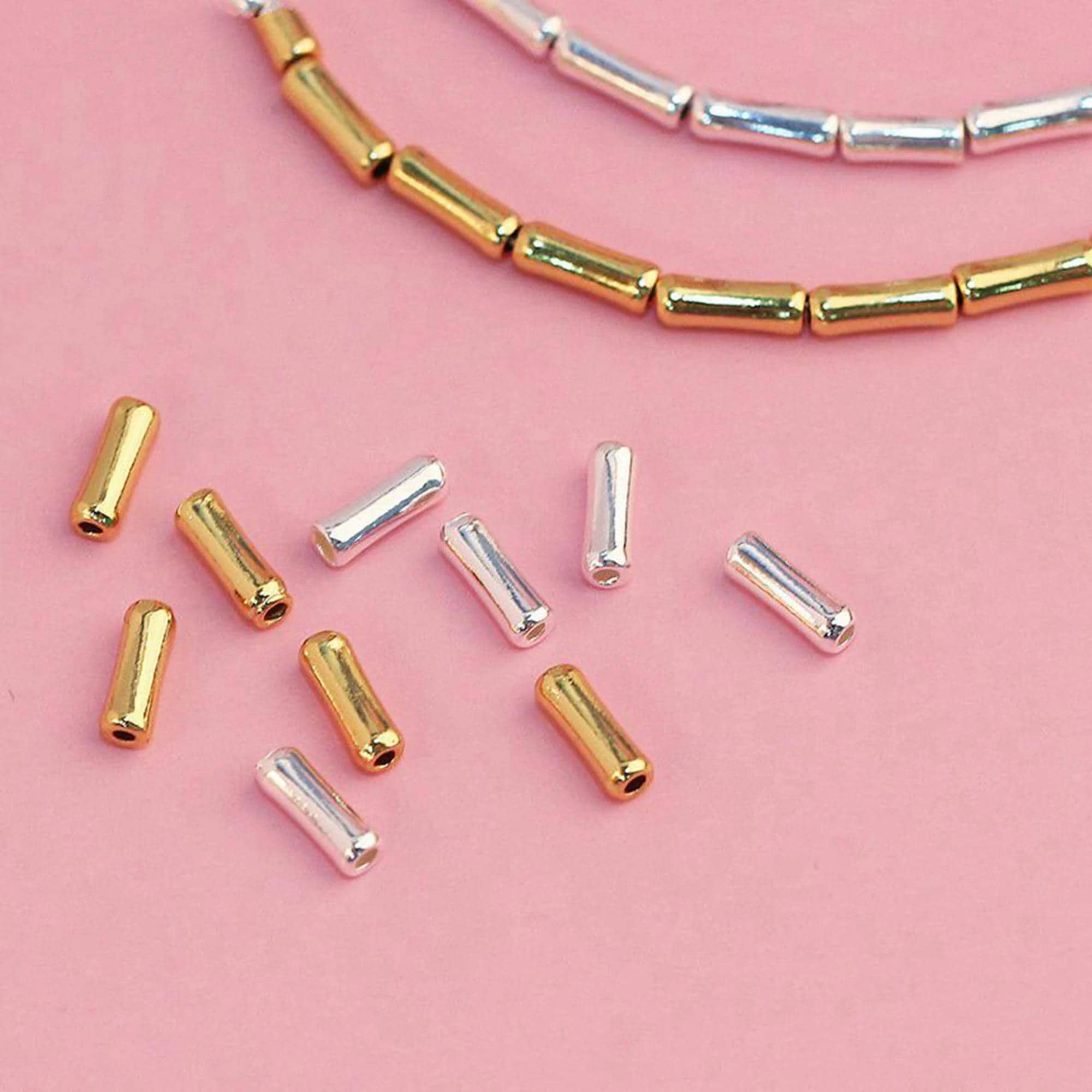 10/100pcs Sterling Silver Beads, Sterling Silver Tube Beads, s925 Silver Bamboo Tube Beads, Tube Spacer Beads, Tube Beads 2*6mm