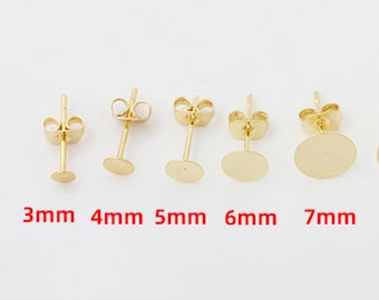 Sterling Steel Round Stud Earring w/back,  Flat Round Earrings, Circle Earrings, Earring Component, Simple Earring 3mm 4mm 5mm 6mm 8mm 10mm