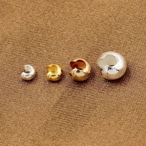 14K Gold Filled Crimp Covers 2,5mm 3mm 4mm, Gold Filled Schmuckzubehör, Crimp Enden, Crimp Perlen Abdeckung, Perlen Cover