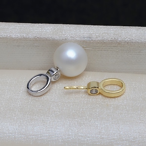 Sterling Silver Pendant Setting, Silver CZ Zircon Pendant Setting, Half Drilled Pearl Pendant Setting Peg&Cup 6mm 7mm 8mm 9mm 10mm