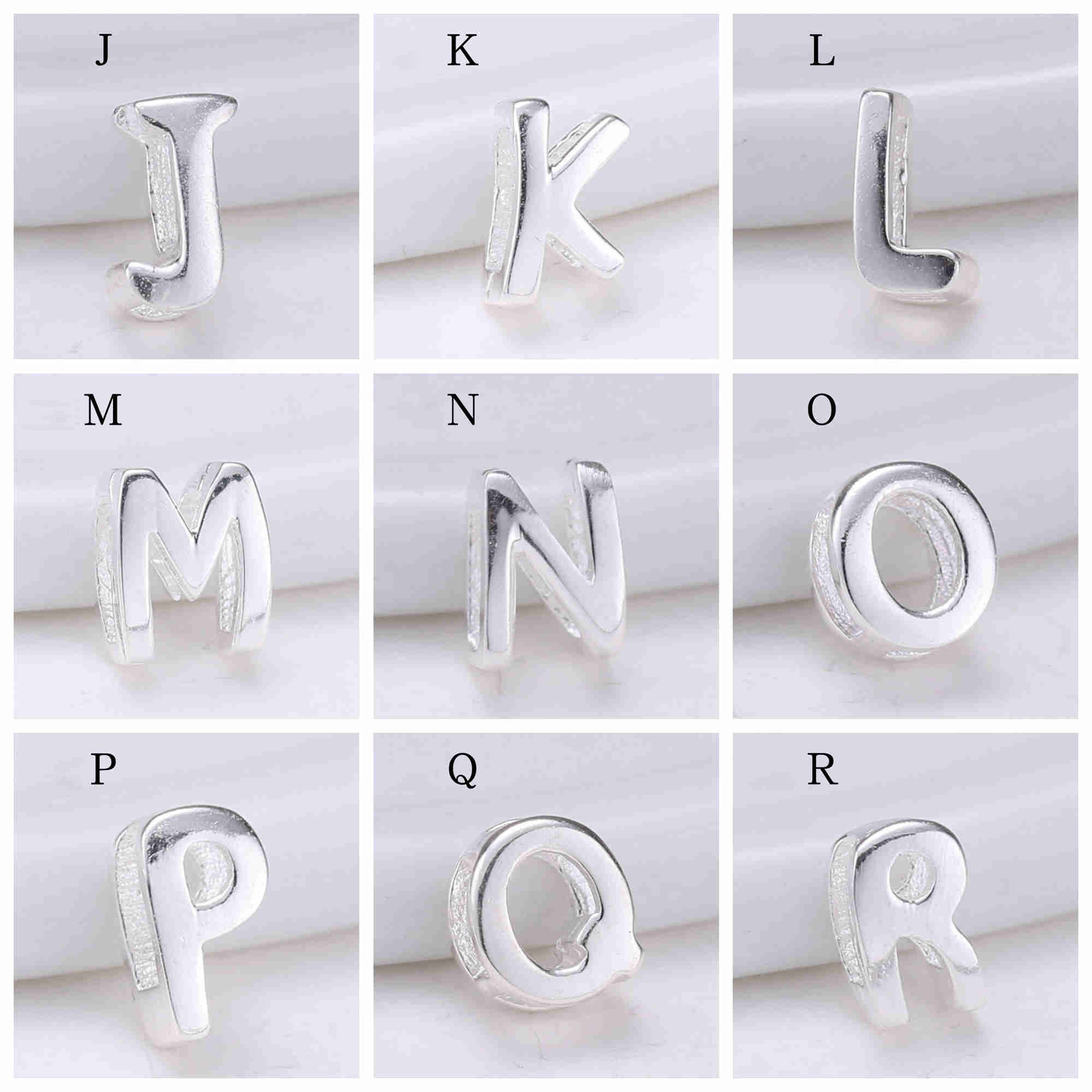 Sterling Silver Letter Beads Sterling Silver Alphabet Beads Etsy