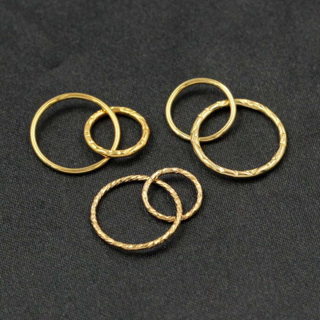 14K Gold Filled Sparkle Interlocking Ring, Gold Filled Overlap Closed ...