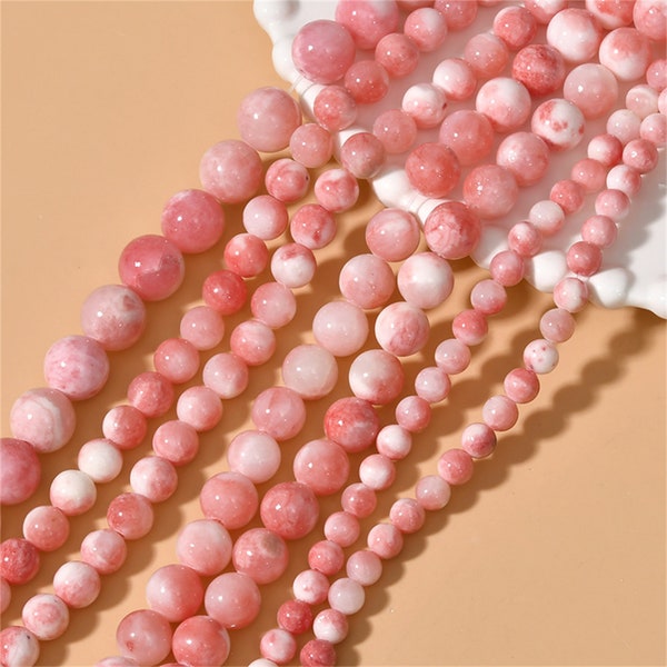 Pink Persian Jade Beads full Strands, Light Pink Persian Gemstone Round Loose Beads, Natural Jade Beads, Bracelet Beads 6 8 10 12mm