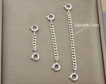 Sterling Silver Curb Chain Extensions met Spring Clasp, 925 Silver Curb Extender Chain, Armband Extension Chain, Ketting Chain Extender