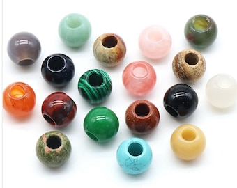 20mm Natural Gemstone Round Beads,Large Hole Gemstone, Circle Crystal Beads, Loose Beads For DIY Jewelry Making,Bracelet Beads,Healing Beads