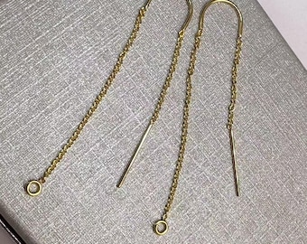 14K Gold Filled U shape Cable Chain Earring Threaders, Gold Filled Cable Threader w/ Open Ring For Jewelry Making Supplies,Threader Earrings