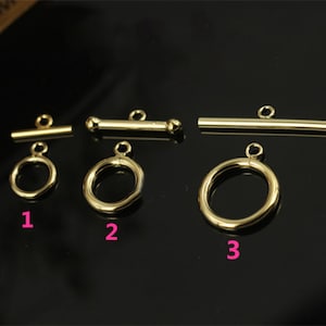 14K Gold Filled Toggle Clasp, Gold Filled Plain Round Toggle Clasps Set For Jewelry Making Supplies, Bracelet Clasps,Necklace Clasps
