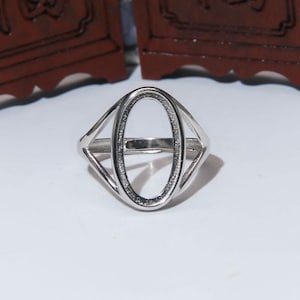 Sterling Silver Ring Setting, s925 Silver Oval Bezel Cup Setting, Sterling Silver Ring Blanks, Adjustable Ring Blanks 3-17mm*4-22mm