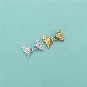 Sterling Silver Butterfly Winged Beads, Winged Bead, Insect Bead, Garden Bead, Nature Bead, Bracelet Spacer, Animal Bead,  Fluttering Bead