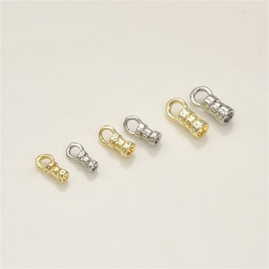 14K Gold Plated Cord End Cap, Gold Cord Ends, Bracelet Leather Cord End Caps, Chain End Closure Bracelet Connector Inner 0.9mm 1.3mm 2mm
