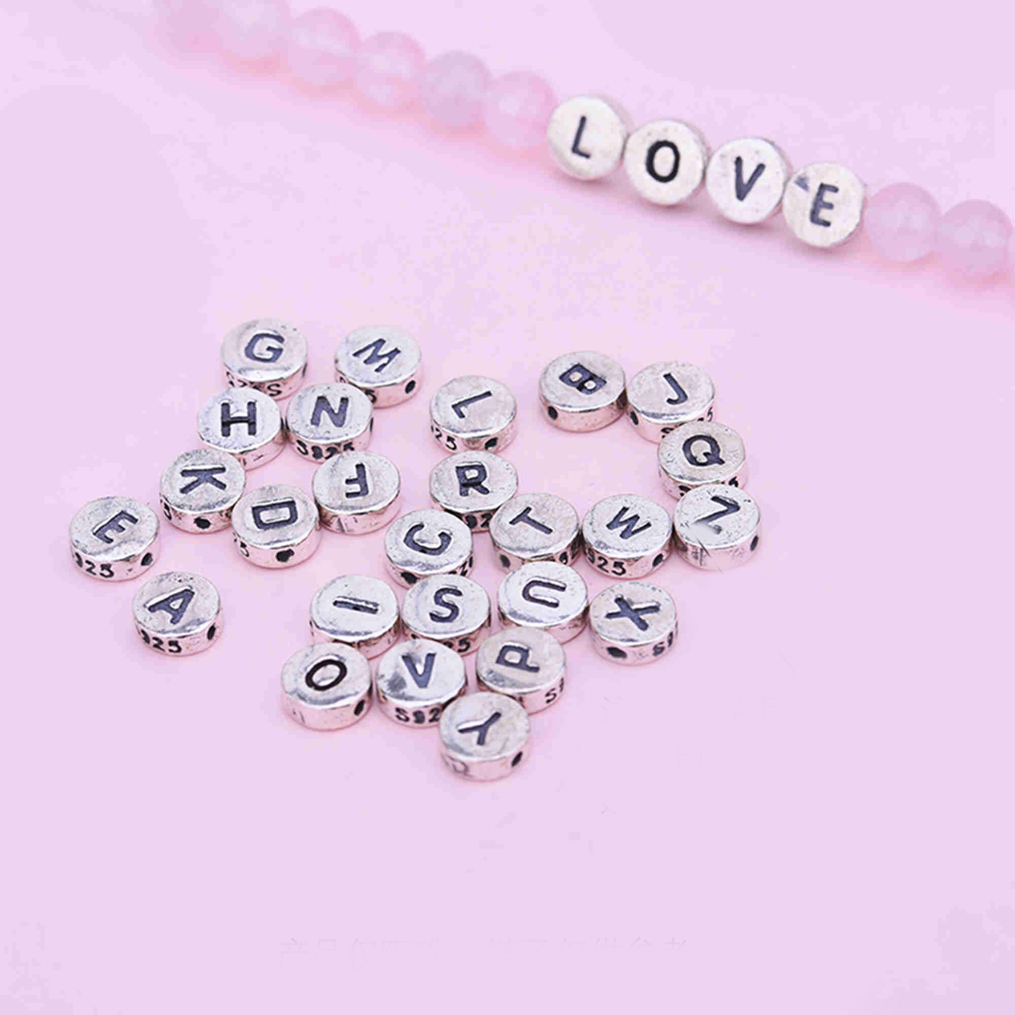 Sterling Silver Letter Beads Sterling Silver Alphabet Beads 2 Etsy