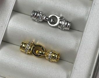 Sterling Silver Cord End Cap, s925 Silver Leather Cord End Cap, Cord End Cap with Hook Clasp, Cord End Cap Connector for Bracelet Necklace