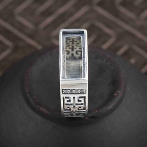 Ringinfattning i sterlingsilver, rektangulär silverinfattning med kopp, ringämnen i sterlingsilver, justerbara ringämnen 5*14 mm