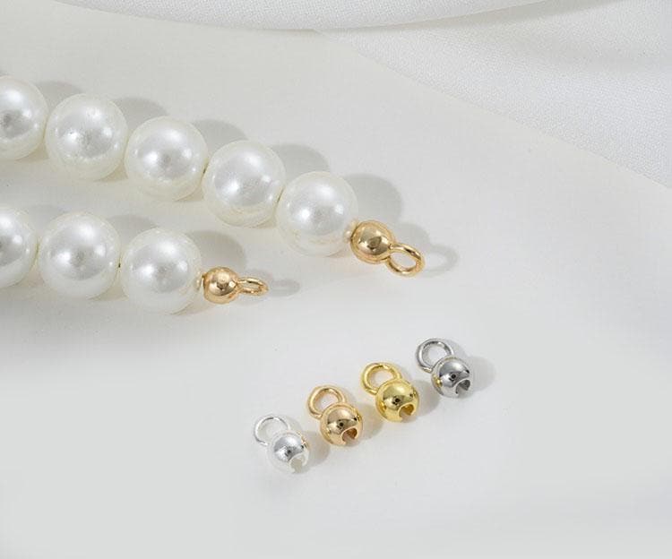 14K Gold Plated Round End Beads, 18K Gold Plated Cover End Beads, Small