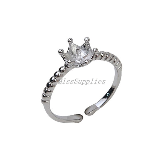 Sterling Silver Ring Setting S925 Silver Vintage Crown Ring