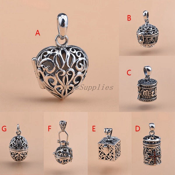 Sterling Silver Wish Box Pendant , s925 Silver Prayer Box Pendant For Jewelry Making Supplies, Locket  Pendant, Memory Box, Heart Vintage OM