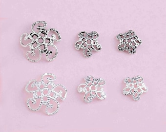 Sterling Silver Bead Caps, s925 Silver Beads Cap For Jewelry Making Supplies, Bracelet Beads Cap, Flower Bead Caps 11mm 7mm 8mm