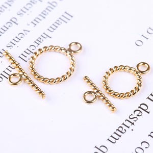 14Kゴールドフィルドトグルクラスプ、ゴールドフィルドツイストラウンドトグルクラスプセット、ジュエリー製作用品、ブレスレットクラスプ、ネックレスクラスプ