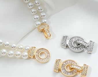 14K Gold Plated Hook and Eye Clasps, Gold Tone Oval Hook Clasps, Hook and Eye Connector, Round Link Connector, Clasp Connector for Necklace