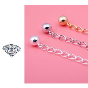 Sterling Silver Extension Chain,s925 Silver Cable Extender Chain For Jewelry Making Supplies,Bracelet Extender Chain w/Round Ball Drop Charm