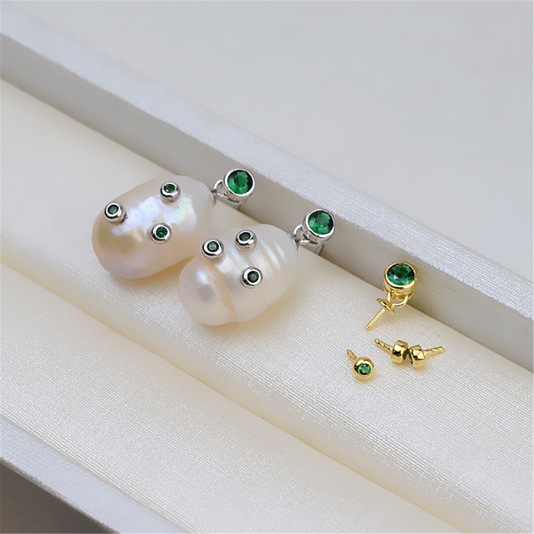 Sterling Silver Earring Settings, CZ Round Zircon Post Earrings