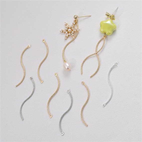 14K Gold Plated S shaped Charm Pendant, Twist Charm, Spiral Charm, S shaped Connector,Dangle Earring Charm,Dainty Jewelry for Earring Making