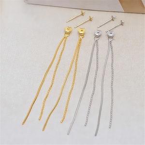 Sterling Silver Earring Post with Tassel Back, Silver Pearl Cup Post Earrings, Ear Post Cup for Half Drilled Pearl Mounts, Earring Component