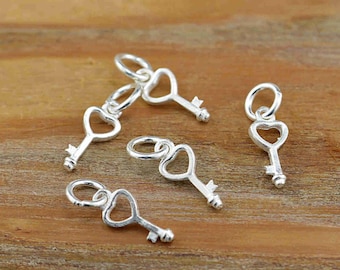 Sterling Silver Key Charm, s925 Silver Key Charm For Jewelry Making Supplies, Bracelet Charm, Earring Charm, Key Charm