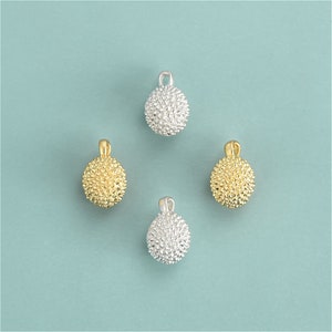 Sterling Silver Durian Charm Pendant, Fruit Bracelet, Food Necklace, Tropical Earring, Civet Durian Jewelry, Sweet Charm, Charms In Bulk