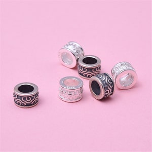 Sterling Silver Auspicious Cloud Beads, Lucky Cloud Bead, Heavenly Bead, Dreamy Bead, Bracelet Spacer,Peaceful Bead,Cloudscape Tube Bead 8mm