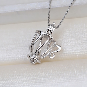 Sterling Silver Tea Pot Pendant Setting, Silver Pearl Cage Pendant Pearl or Gemstone Bead, Teapot Cage Pendant, Jewelry Making Finding 9mm