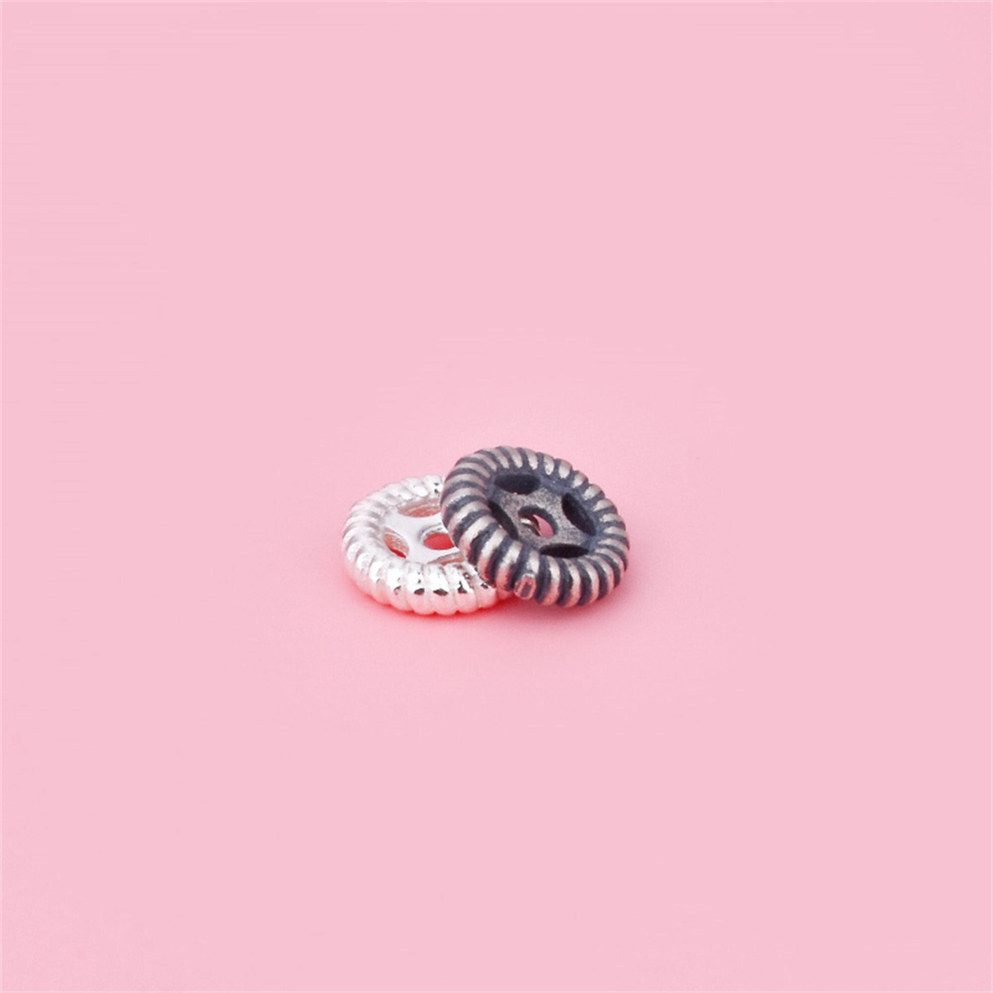 Sterling Silver Twist Coin Beads, Money Bead, Currency Bead, Numismatic Bead, Collectible Bead, Bracelet Spacer, Wealth Bead,Prosperity Bead