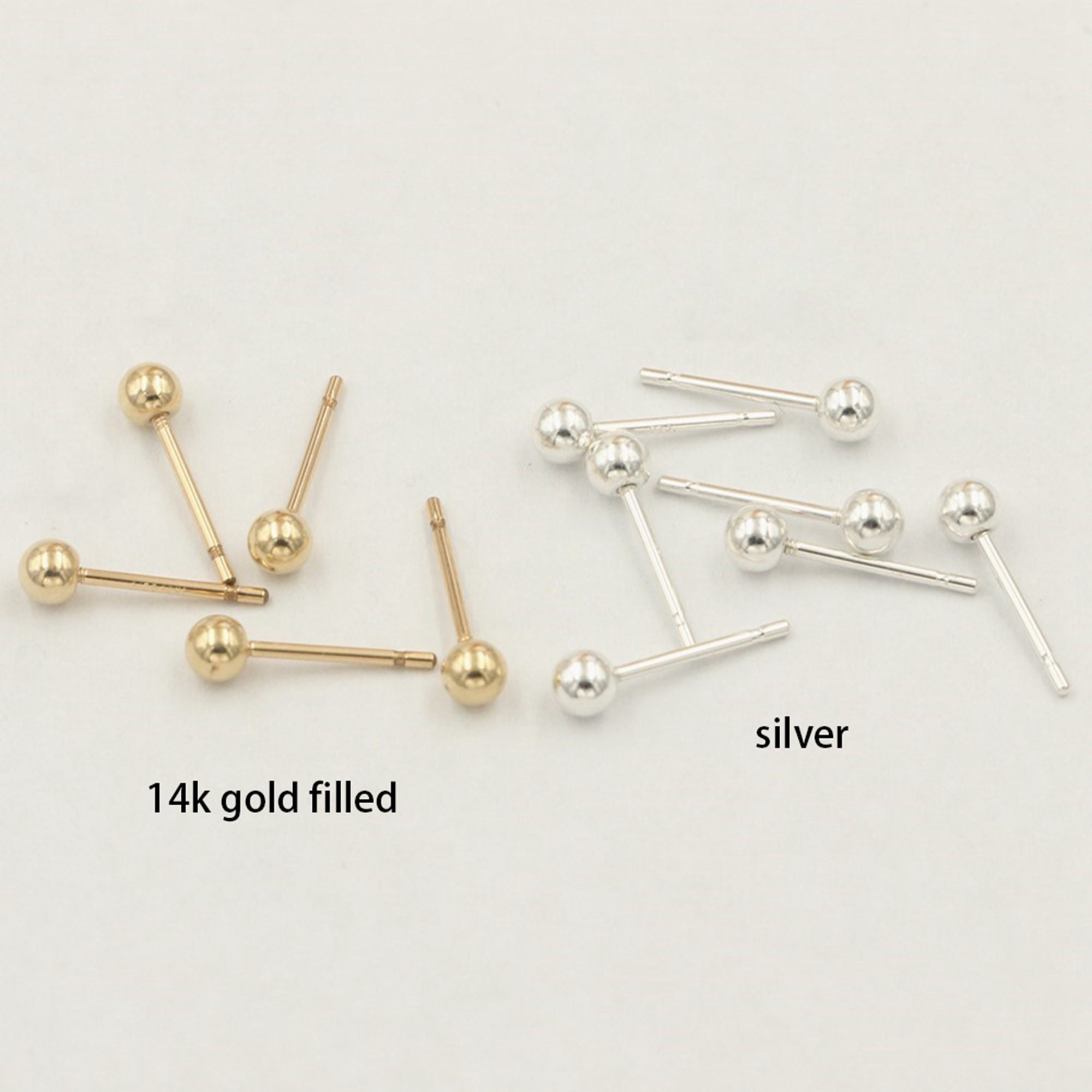 Orecchini A Sfera In Argento Sterling 925 Placcato Oro 14kt - Ipoallergenici, Dimensioni 4-8 Mm, Per Uomo E Donna, Regalo