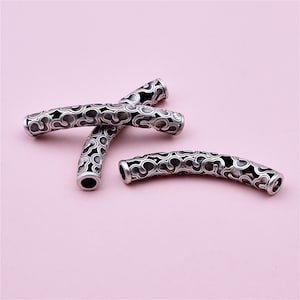 Sterling Silver Auspicious Cloud Curve  Beads, Lucky Cloud Bead, Heavenly Bead, Bracelet Spacer, Peaceful Bead, Cloudscape  Tube Bead