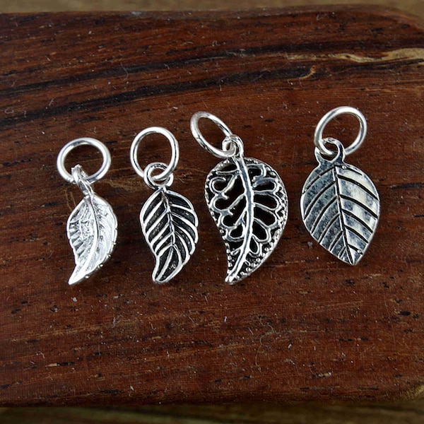 Pendentif breloque feuille en argent sterling, bracelet feuilles, collier arbre, boucle d'oreille plante, petite breloque, bijoux d'automne, breloque nature, breloques en vrac