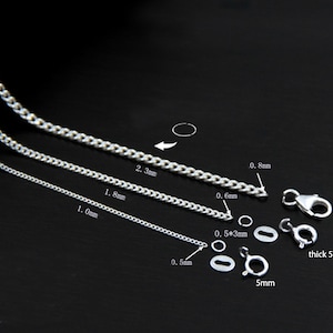39&quot; Sterling Silver Curb Chain, s925 Silver Curb Chain For Jewelry Making Supplies, Unfinished Curb  Chain Necklace Bracelet