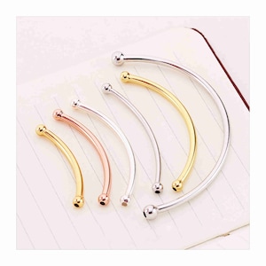 30pcs Sterling Silver Beads, Sterling Silver Curve Tube Bead, s925 Silver Noodle Tube Bead, Plain Smooth Tube Bead 30mm 35mm 40mm