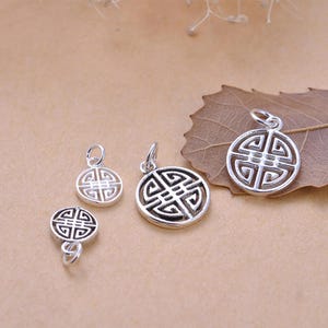 Sterling Silver Longevity Round Charm Pendant, Health Bracelet, Festive Necklace, Birthday Earring, Family Jewelry, Long Life Charm