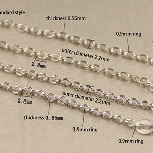 Sterling Silver Cable Chain, s925 Silver Cable Chain For Jewelry Making Supplies, Unfinished Cable Chain for Necklace Bracelet