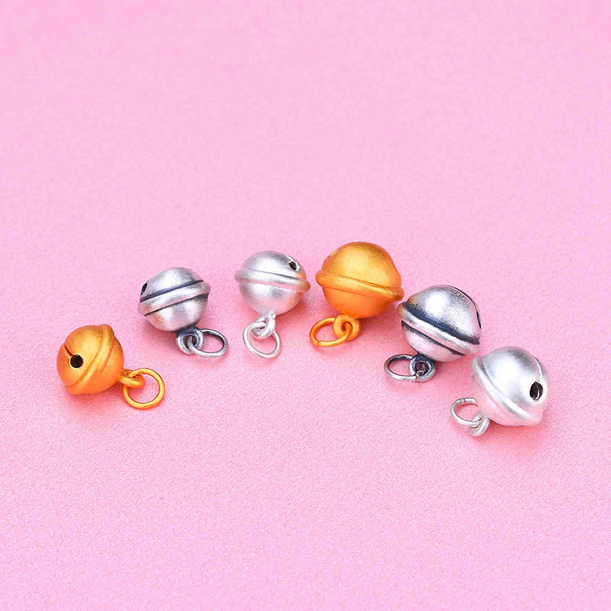 Sterling Silver Bell Charm Pendant, Jingle bell Bracelet, Quiet bell Necklace, Cat bell Earring, Christmas bell Jewelry, Charms In Bulk