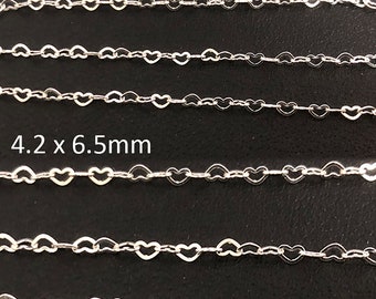 Sterling Silver Heart Chain, s925 Silver Specialty Chain For Jewelry Making Supplies, Unfinished Specialty Chain for Necklace Bracelet