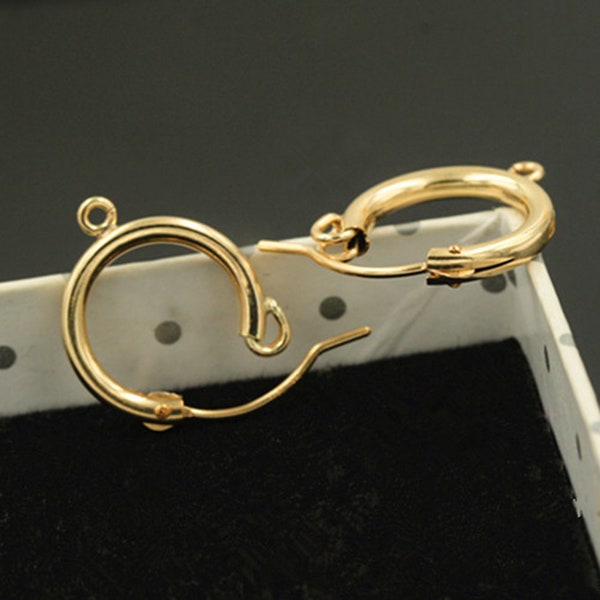 14K Gold Filled Eurowire Hoop Earring w/ Open Loop, Gold Filled Ear Hoops, Earring Component, Earwire Hoops 13mm 15mm 19mm