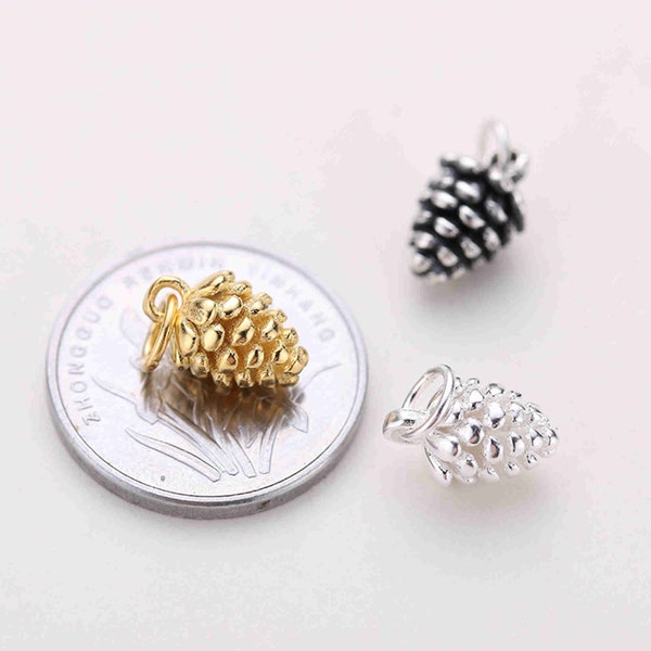 Pendentif de charme en pommes de pin en argent sterling, bijoux en pommes de pin, charme de pommes de pin, collier de pommes de pin en vrac, bracelet en pommes de pin en vrac